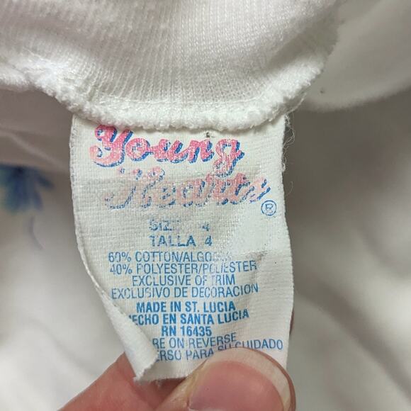 Vintage Young Hearts Outfit Girls Size 2T Blue Floral Gingham Biker Shorts Tank - Picture 9 of 9